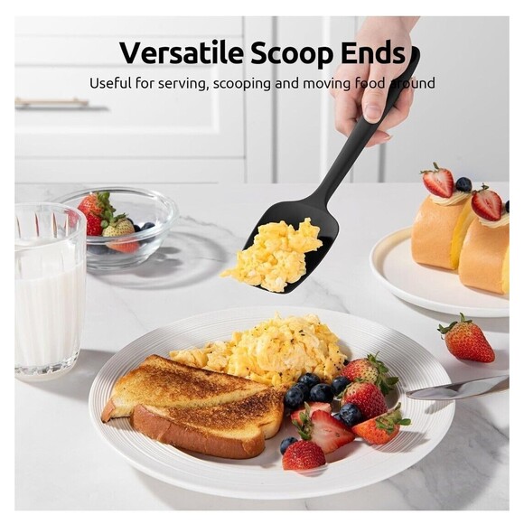 2pc Set-Red Flat Spatula,Black Spoon Spatula: 11.38in 600ºF Heat Resista… - Picture 5 of 11
